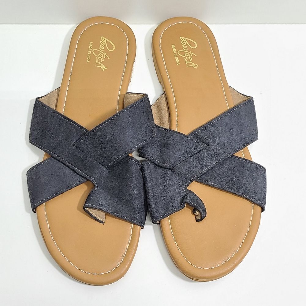 βSlideβFlatβWomen'sΒ GrayβSandalsβSizeβ8